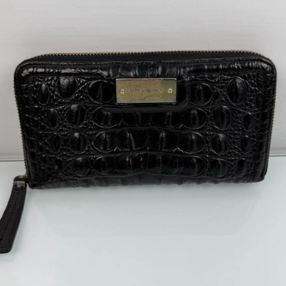 Brahmin Suri Black Melbourne Leather Zip Around Wallet